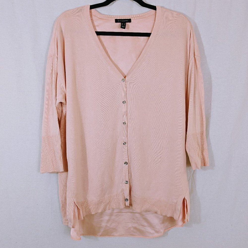 H by Halston Light Pink Button Down Cardigan Sweater Size M